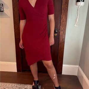 41 Hawthorn Asymmetrical Burgundy Dress